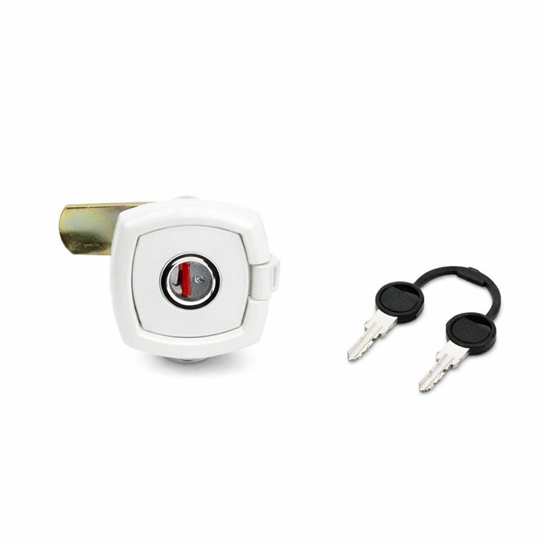 serratura quadrata per portelloni bianca con rotore e ch