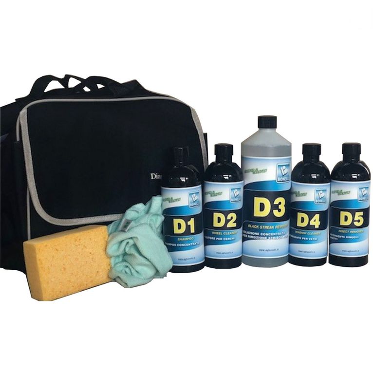 kit valigia con prodotti per pulizi
