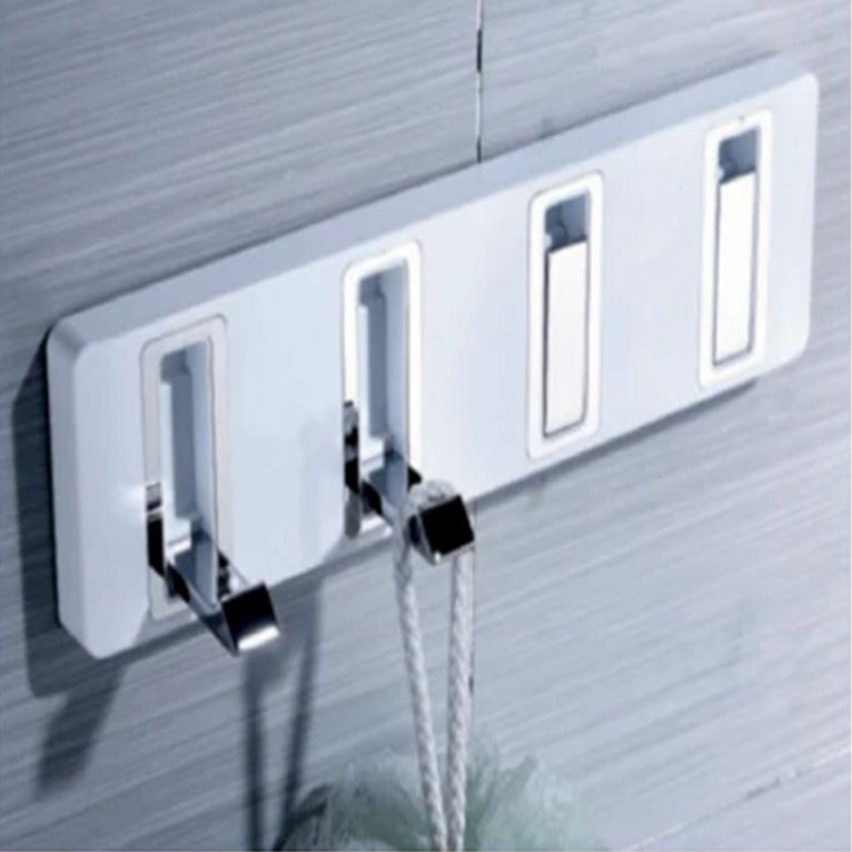 supporto bagno 4 ganci estraibili cromo lucido