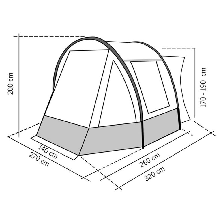 veranda tour compact 2 per minicamper e van - reimo tent