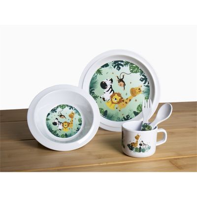 Set stoviglie bambini SAFARI 5 pz in melamina - Camp4