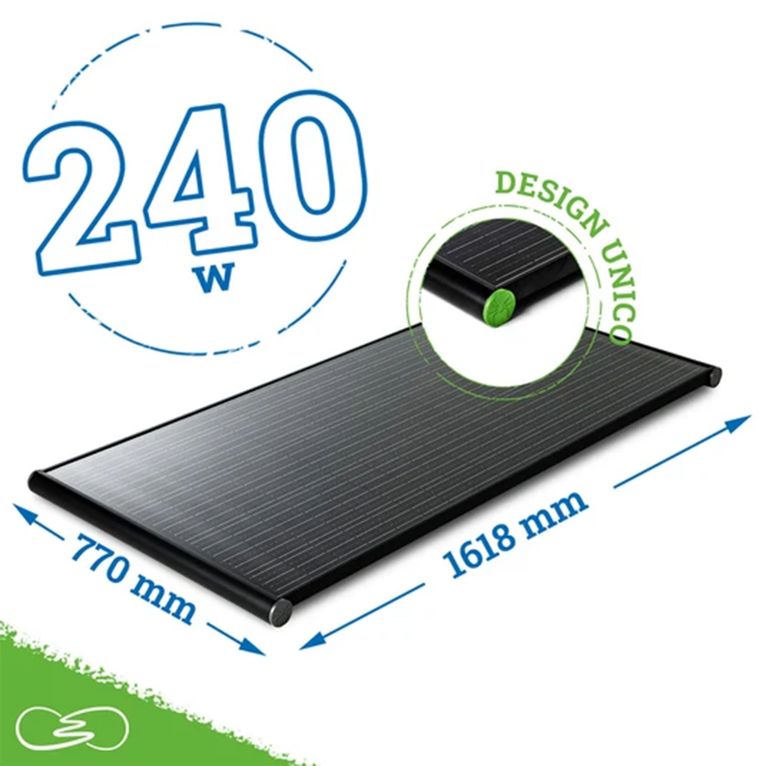 pannello solare 240w black boost perc per camper van e minivan