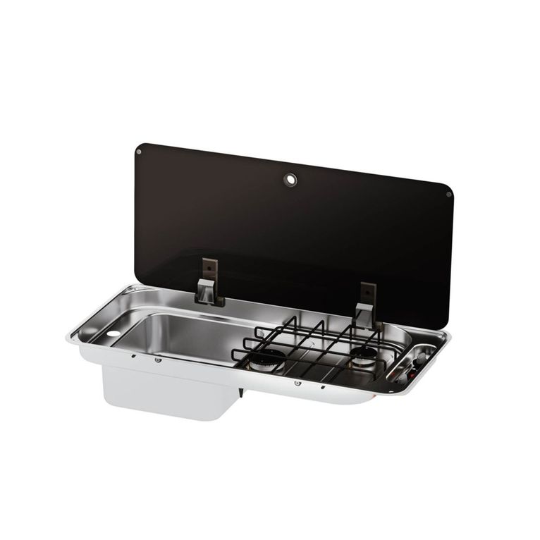 piano cottura rettangolare ad incasso 2 fuochi inox fl15