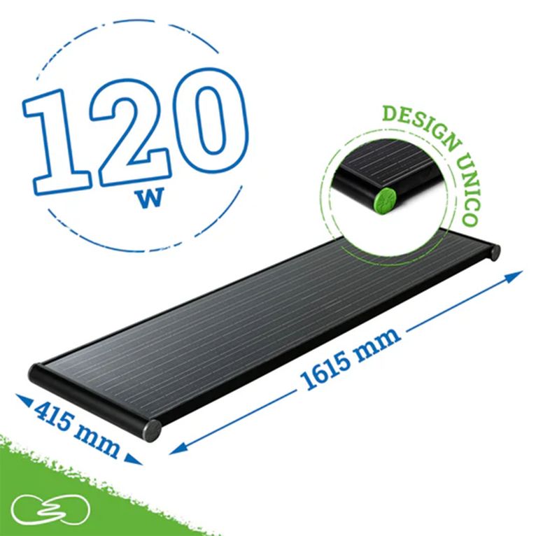 pannello solare 120w slim black boost perc per camper van e minivan