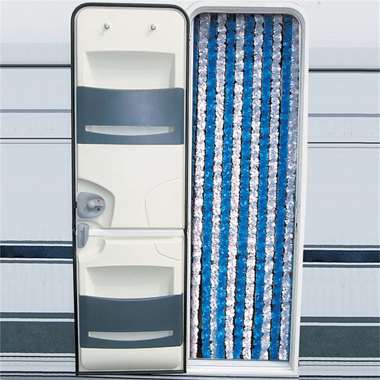tenda ciniglia bianco / blu • 56 x 200 cm