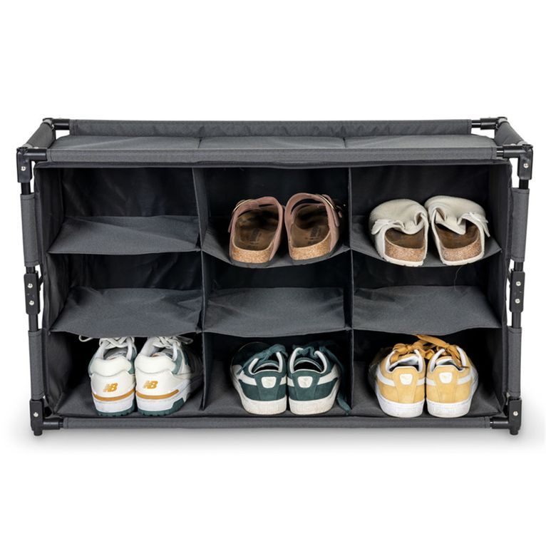 scarpiera 9 scomparti 84x30x13/51 cm grigio scuro