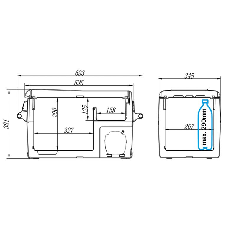 frigo a compressore campcooler 30, 12v/24v, 693x345x381