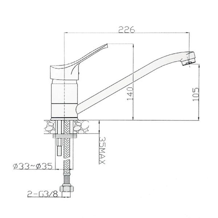 miscelatore monocomando • canna lunga • 250 mm
