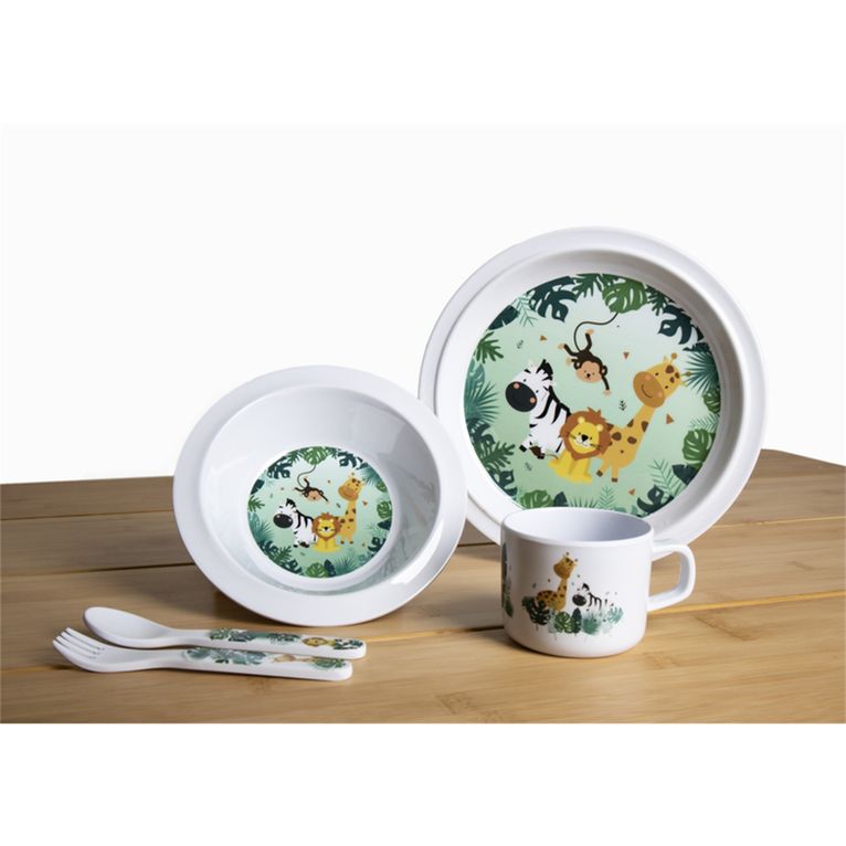 set stoviglie bambini safari 5 pz in melamina - camp4