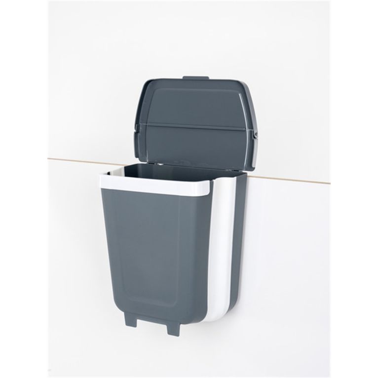 pattumiera pieghevole 8 l con coperchio grigio/bianco