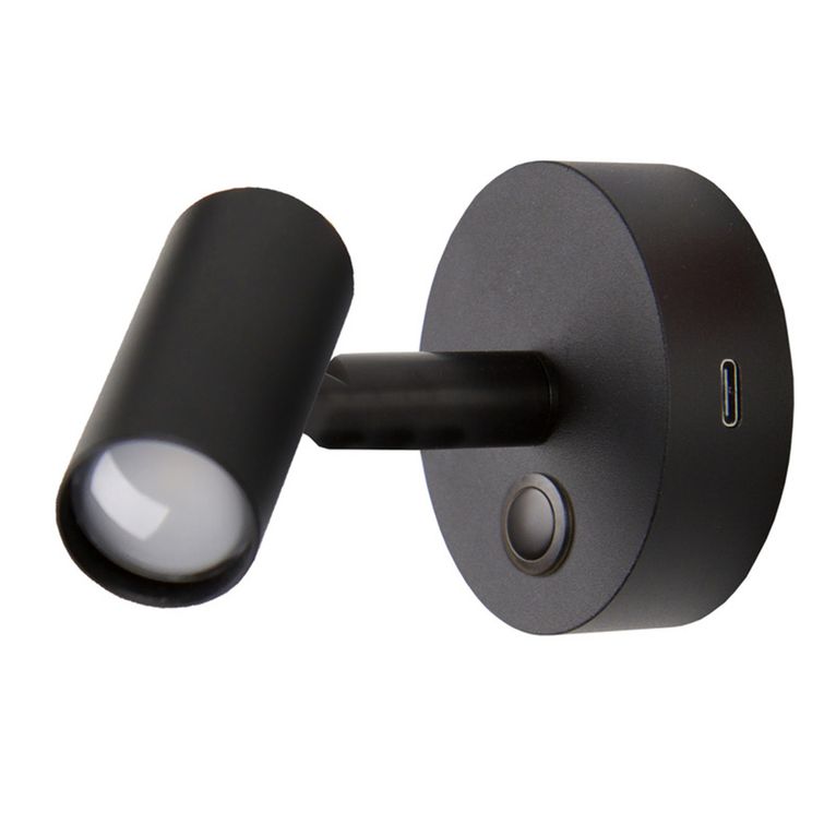 faretto led nero con led blu, usb-c e touch - carbest