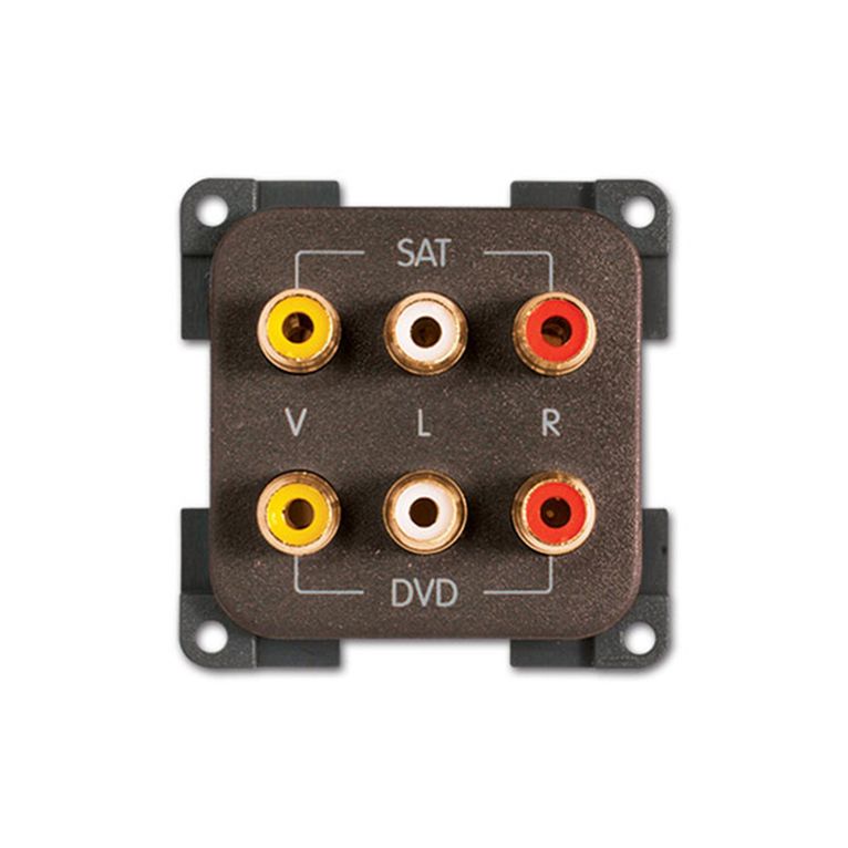 modulo da 6 prese rca • marrone
