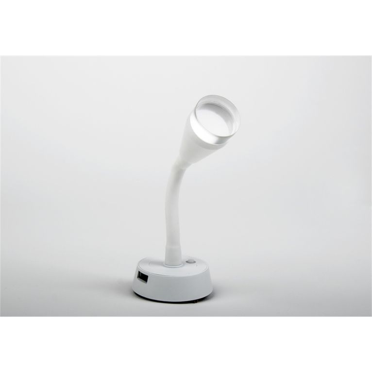 faretto led con braccio flessibile bianco 1,8w usb