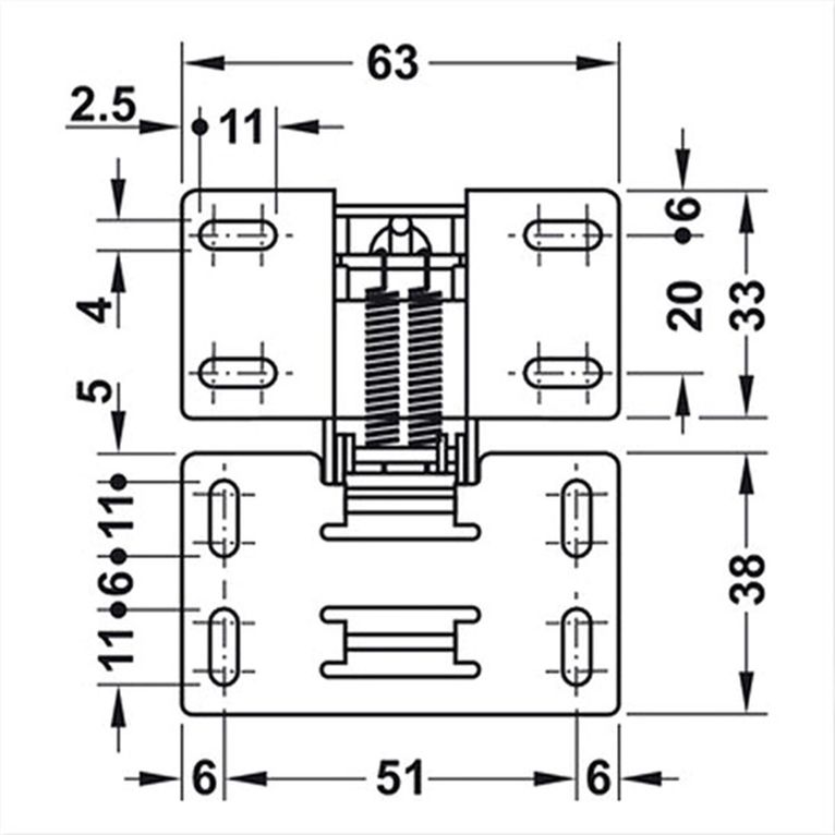 cerniera a ribalta 90° - ammortizzata