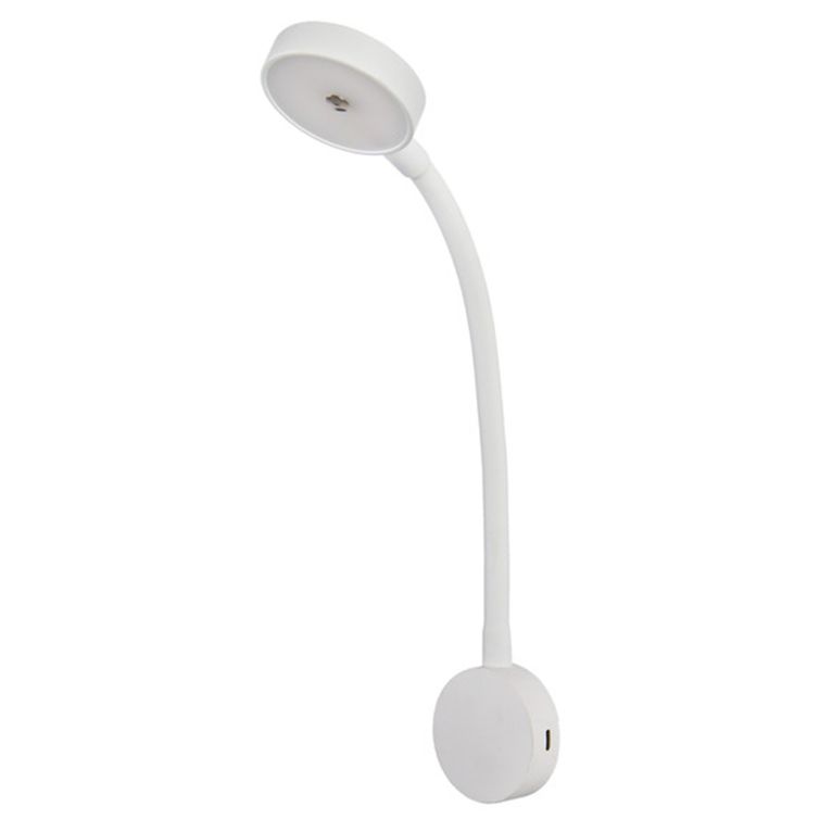 lampada led collo di cigno bianca 250 mm con usb-c