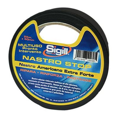 NASTRO STOP NERO ROTOLO 25MT X 50MM - Pigal