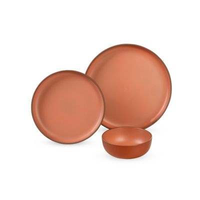 Set stoviglie MALMÖ terracotta 6 pz per 2 persone RPET