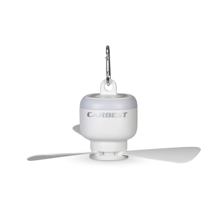 lampada con ventilatore e moschettone, batteria 8000 mah