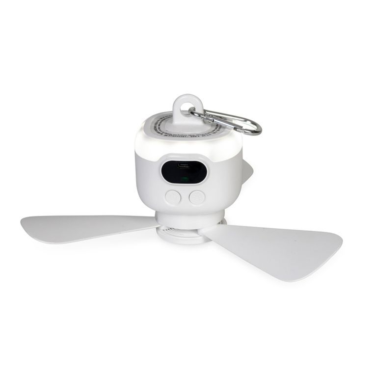 lampada con ventilatore e moschettone, batteria 8000 mah