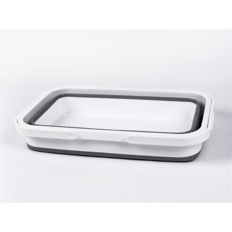cesto pieghevole con manico 45x27 cm bianco/grigio