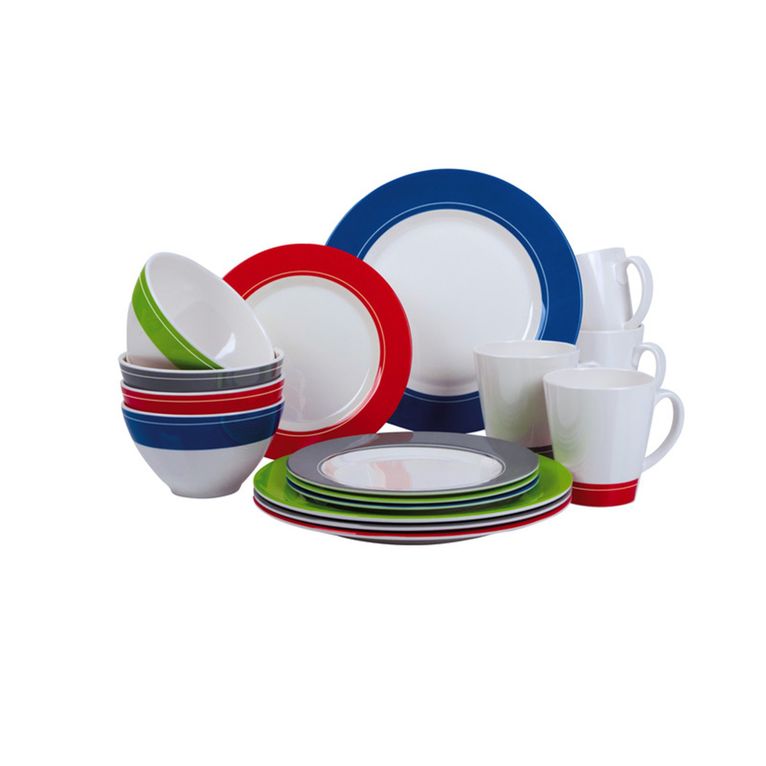 stoviglie in melamina burano 16 pz per 4 pers., 4 colori