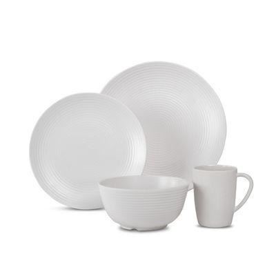 Set stoviglie in melamina LUND 16 pz per 4 pers. bianco
