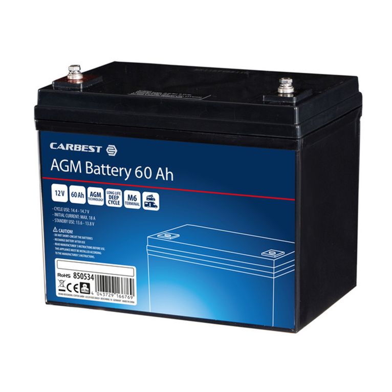 batteria agm 60ah 258x166x215 mm - carbest