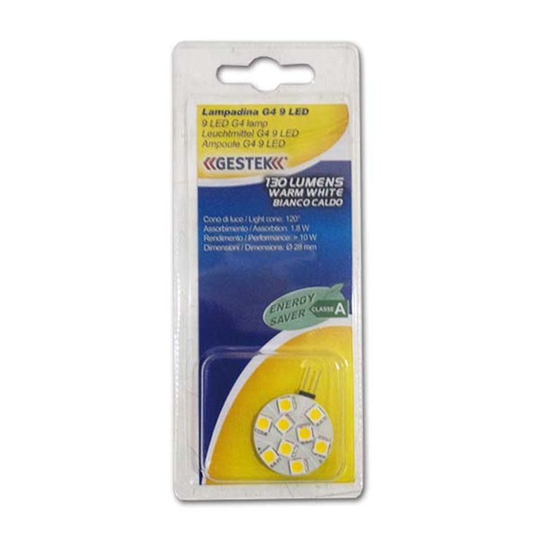 lampadina g4 • 9 led • bianca calda • blister