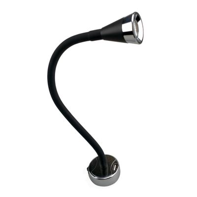 FLEX LIGHT 1W 3200K NERO R.SW+USB