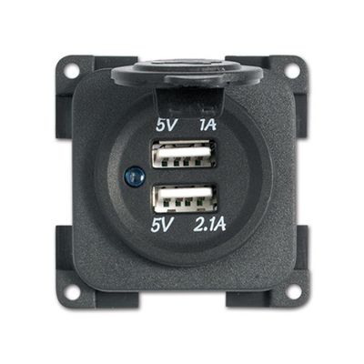 Presa doppia USB • 1 A / 2,1 A • grigio