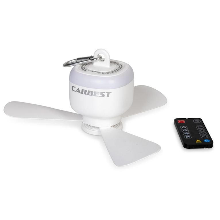 lampada con ventilatore e moschettone, batteria 8000 mah