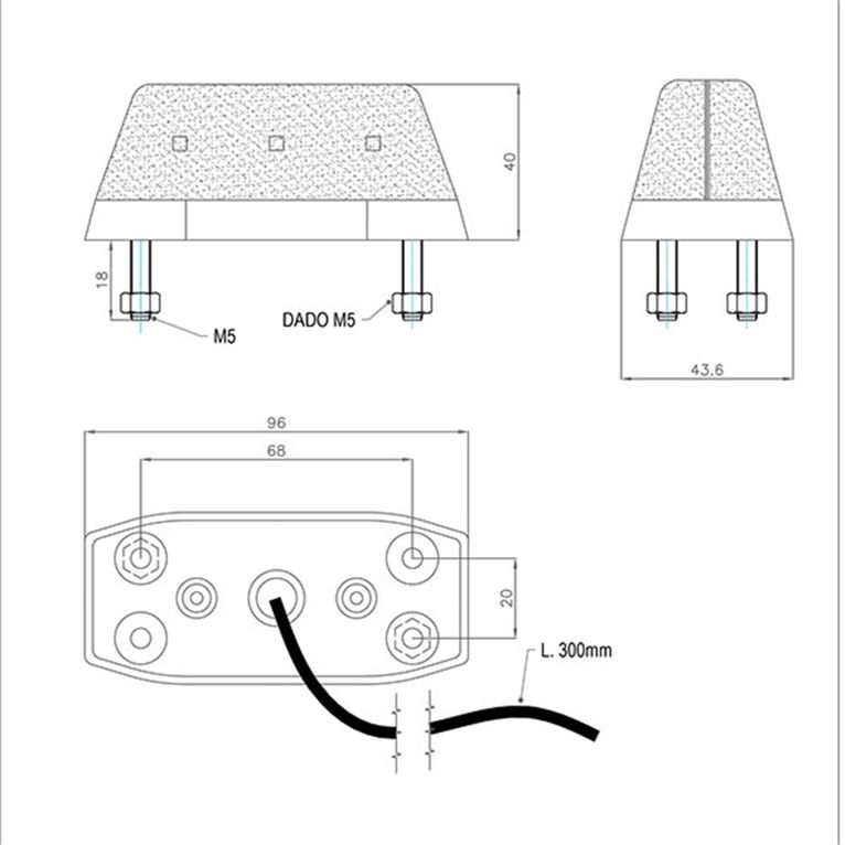 segnale ingombro laterale bianco/rosso led