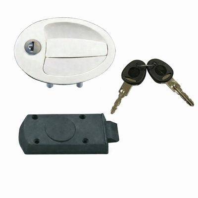Serratura Ovale Bianca per Portelloni con Rotore e Chiav