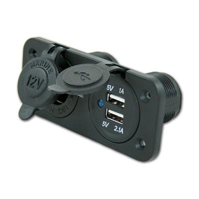 Supporto con 2 USB e presa • 12V