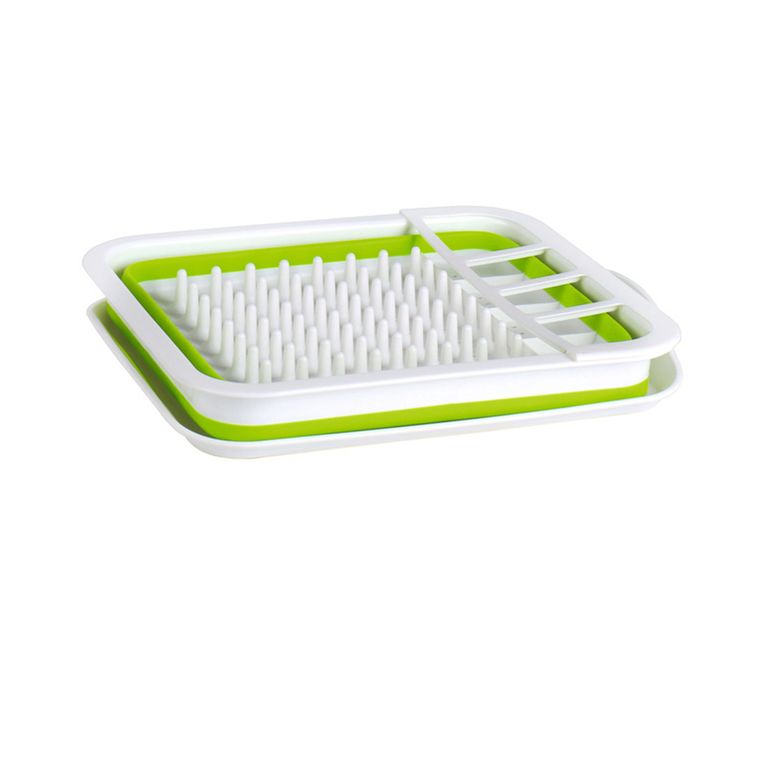 scolapiatti pieghevole 37x31x6/13 cm bianco/lime - camp4