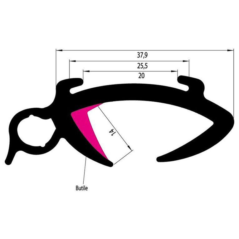 telaio gomma finestre apribili spessore 28/32mm. mt:1