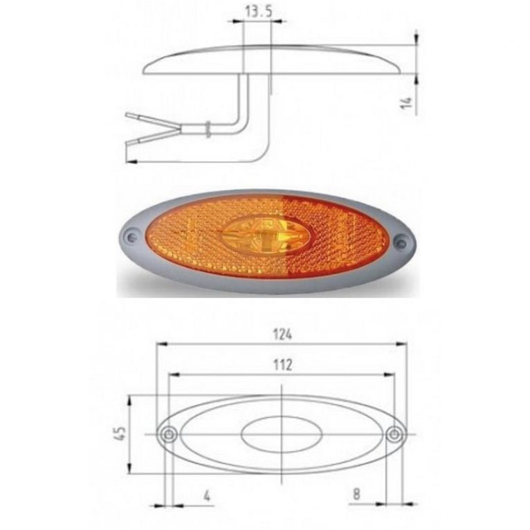 side marker a led arancione cornice smlr2010-gr