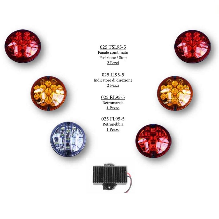 kit 6 fanali led 95mm12v+2 r.car+co
