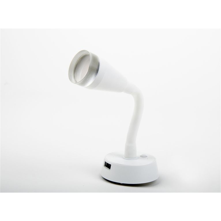 faretto led con braccio flessibile bianco 1,8w usb
