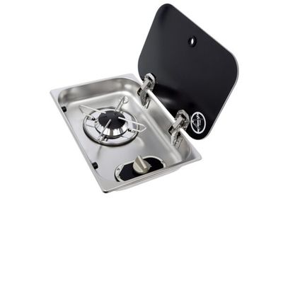 Fornello inox 1 fuoco vetro+ASO L357xP250xH119 mm