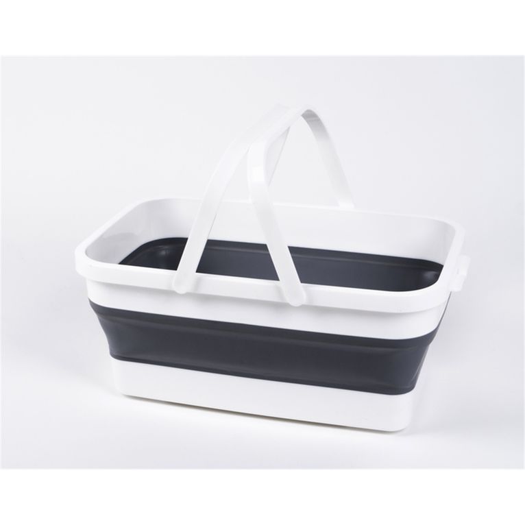 cesto pieghevole con manico 45x27 cm bianco/grigio