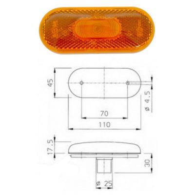 SIDE MARKER INCASSO C/LAMP.ARANCIO