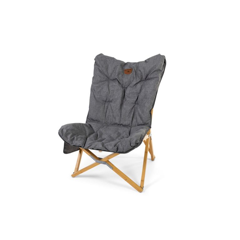 poltrona pieghevole lounge grigio melange telaio bambù