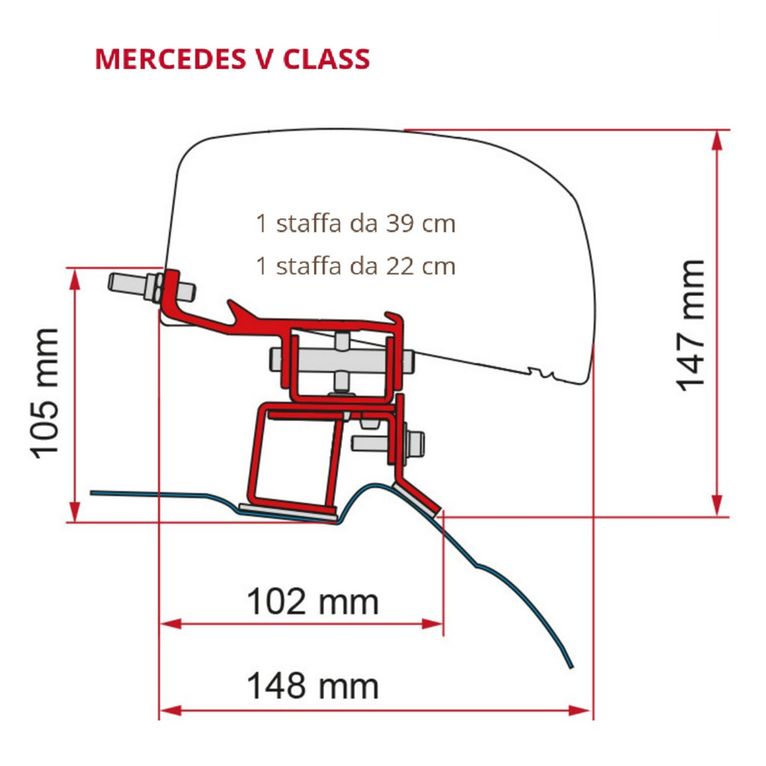 kit mercedes v class > 14 h1 l2 - fiamma