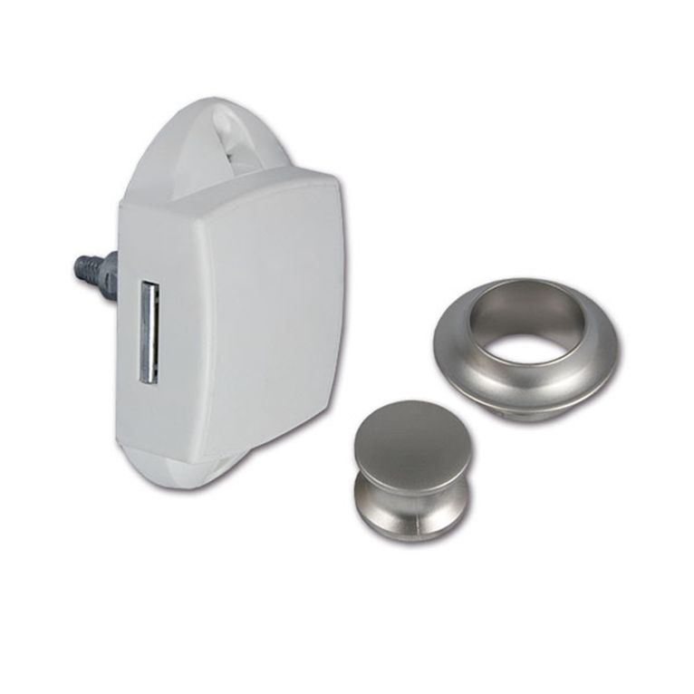 kit push-lock bianco • pulsante e rosetta satinati