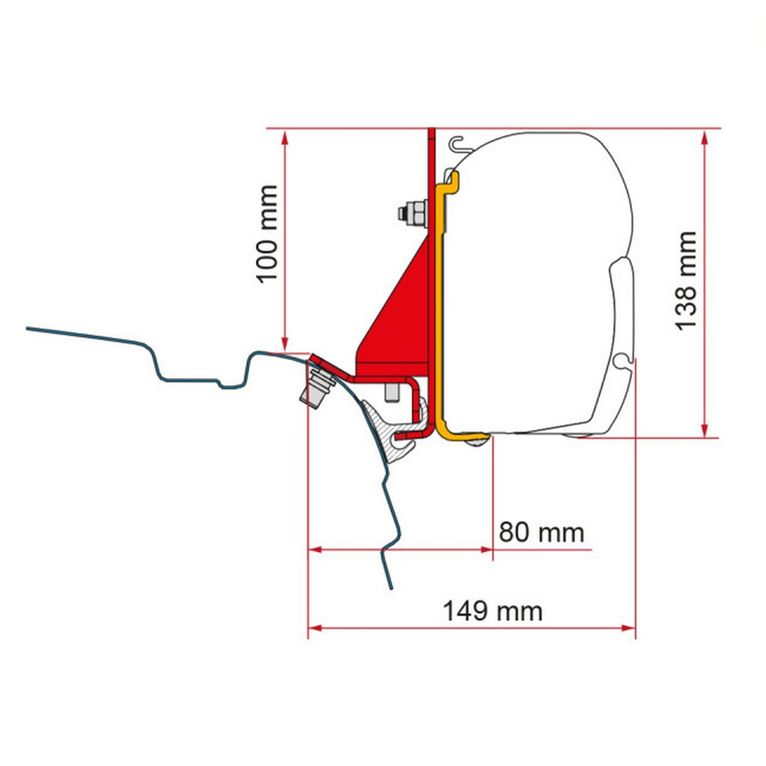 kit vw t5/t6 combi rail bracket/f45 - fiamma