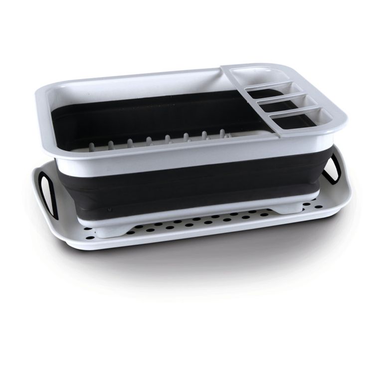 scolapiatti pieghevole 37x31x6/13 cm bianco/grigio