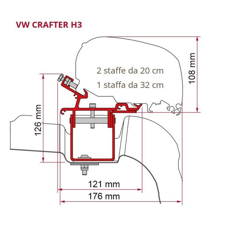 kit vw crafter/man l3 h3 senza roof rail black - fiamma