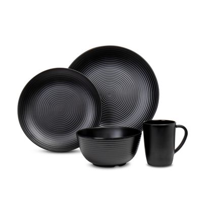 Set stoviglie in melamina LUND 16 pz per 4 pers. nero