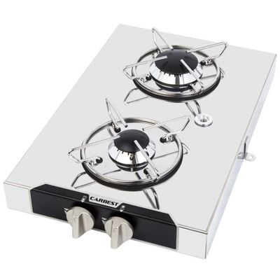 Fornello 2 fuochi inox P440xL290xH95 mm 2,8 kW - Carbest